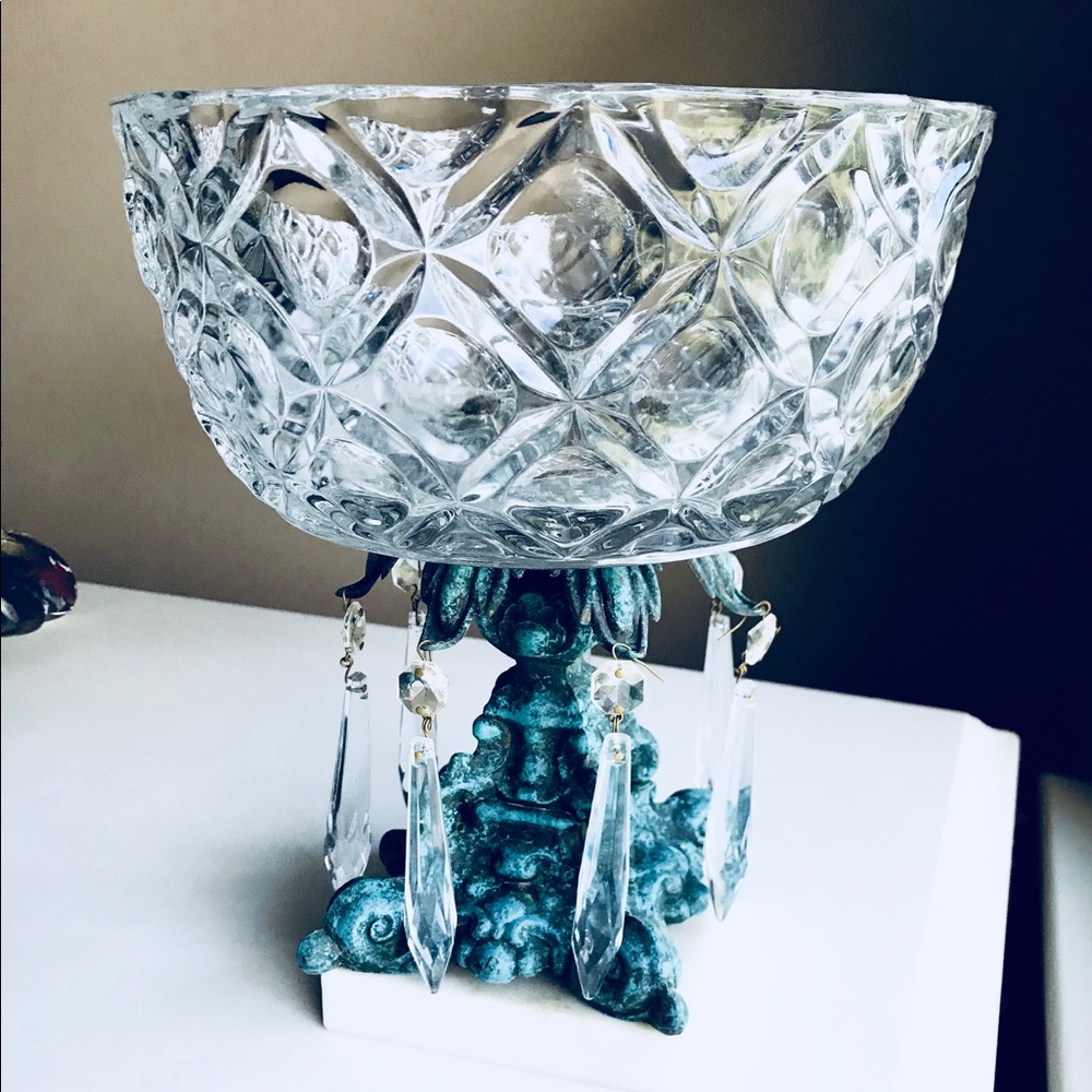 Vintage Large Glass Bowl with Prisms by McGee
